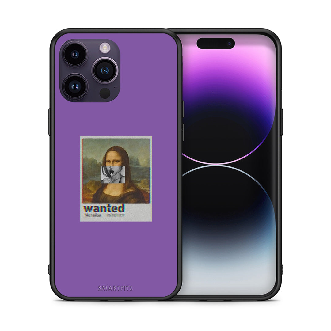 Θήκη iPhone 14 Pro Monalisa Popart από τη Smartfits με σχέδιο στο πίσω μέρος και μαύρο περίβλημα | iPhone 14 Pro Monalisa Popart case with colorful back and black bezels