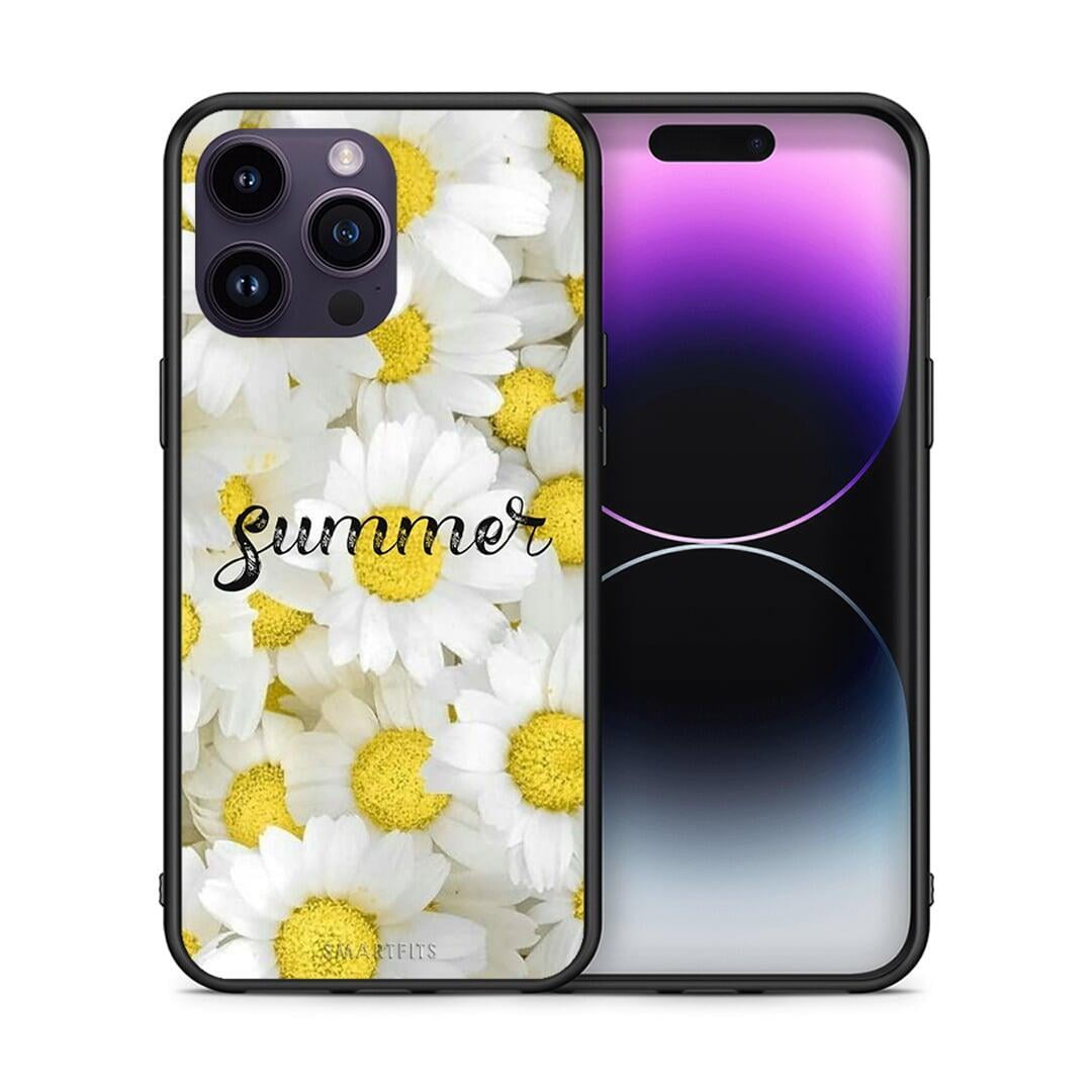 Θήκη iPhone 15 Pro Summer Daisies από τη Smartfits με σχέδιο στο πίσω μέρος και μαύρο περίβλημα | iPhone 15 Pro Summer Daisies case with colorful back and black bezels