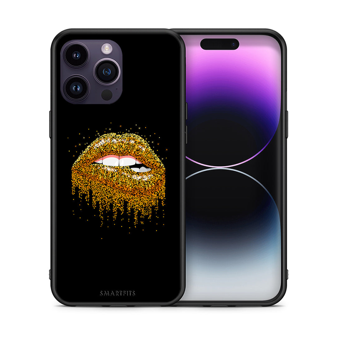 Θήκη iPhone 14 Pro Golden Valentine από τη Smartfits με σχέδιο στο πίσω μέρος και μαύρο περίβλημα | iPhone 14 Pro Golden Valentine case with colorful back and black bezels