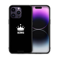 Thumbnail for Θήκη iPhone 14 Pro King Valentine από τη Smartfits με σχέδιο στο πίσω μέρος και μαύρο περίβλημα | iPhone 14 Pro King Valentine case with colorful back and black bezels