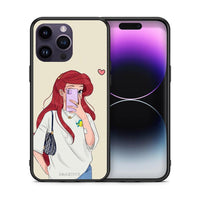 Thumbnail for Θήκη iPhone 14 Pro Walking Mermaid από τη Smartfits με σχέδιο στο πίσω μέρος και μαύρο περίβλημα | iPhone 14 Pro Walking Mermaid case with colorful back and black bezels