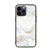 Thumbnail for iPhone 14 Pro White Gold Marble θήκη από τη Smartfits με σχέδιο στο πίσω μέρος και μαύρο περίβλημα | Smartphone case with colorful back and black bezels by Smartfits