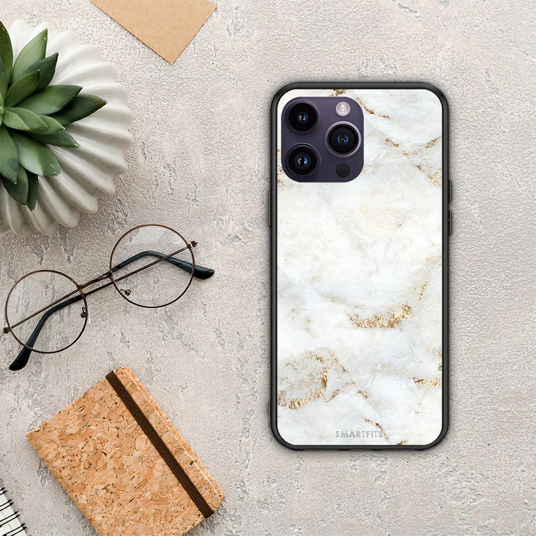 White Gold Marble - iPhone 14 Pro case 