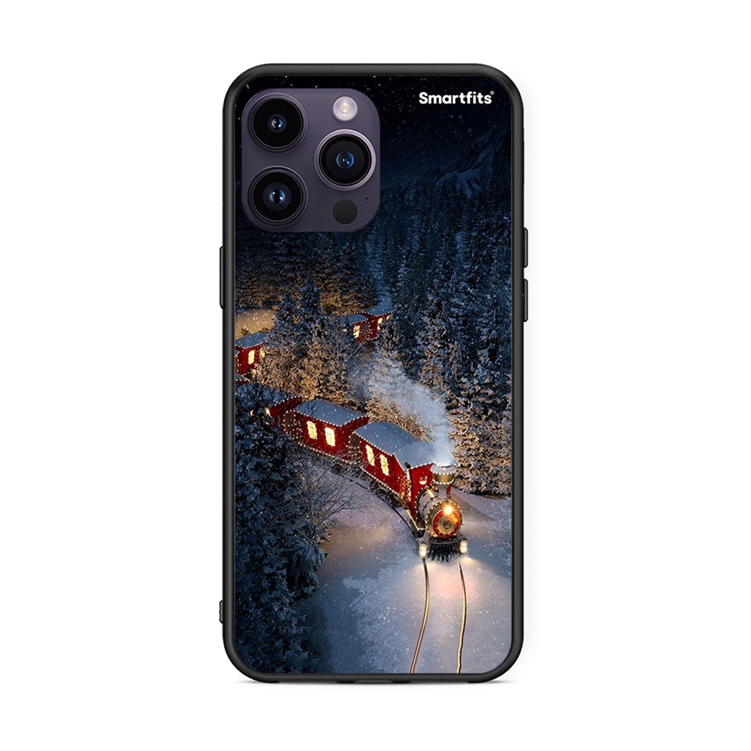 iPhone 15 Pro Xmas Train θήκη από τη Smartfits με σχέδιο στο πίσω μέρος και μαύρο περίβλημα | Smartphone case with colorful back and black bezels by Smartfits