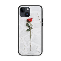 Thumbnail for iPhone 15 Red Rose θήκη από τη Smartfits με σχέδιο στο πίσω μέρος και μαύρο περίβλημα | Smartphone case with colorful back and black bezels by Smartfits