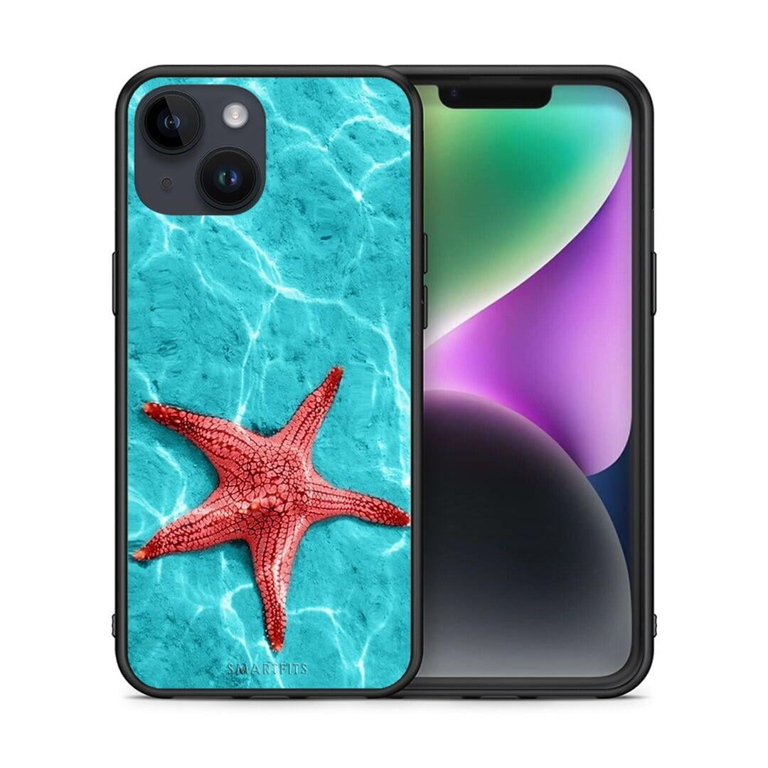 Θήκη iPhone 14 Red Starfish από τη Smartfits με σχέδιο στο πίσω μέρος και μαύρο περίβλημα | iPhone 14 Red Starfish case with colorful back and black bezels