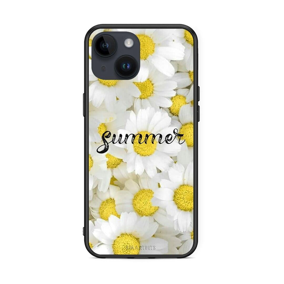 iPhone 15 Summer Daisies Θήκη από τη Smartfits με σχέδιο στο πίσω μέρος και μαύρο περίβλημα | Smartphone case with colorful back and black bezels by Smartfits