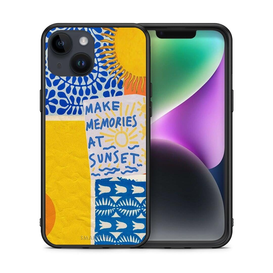 Θήκη iPhone 14 Sunset Memories από τη Smartfits με σχέδιο στο πίσω μέρος και μαύρο περίβλημα | iPhone 14 Sunset Memories case with colorful back and black bezels