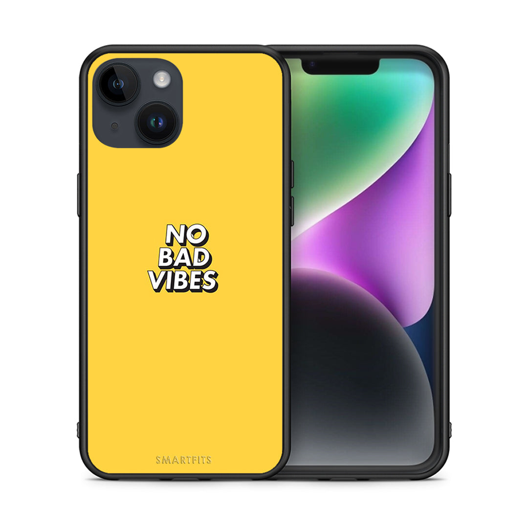 Θήκη iPhone 14 Vibes Text από τη Smartfits με σχέδιο στο πίσω μέρος και μαύρο περίβλημα | iPhone 14 Vibes Text case with colorful back and black bezels