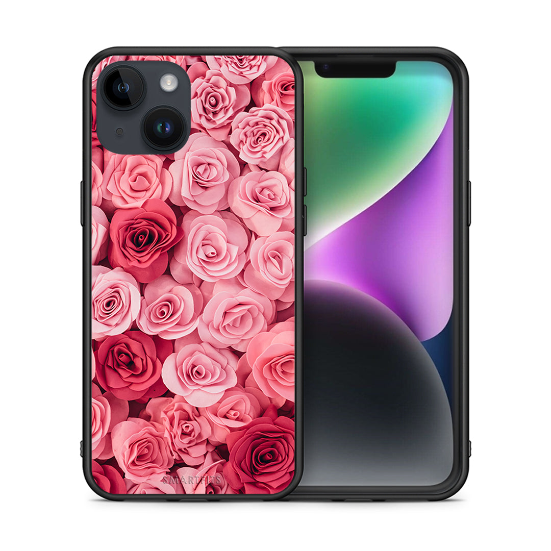 Θήκη iPhone 14 RoseGarden Valentine από τη Smartfits με σχέδιο στο πίσω μέρος και μαύρο περίβλημα | iPhone 14 RoseGarden Valentine case with colorful back and black bezels