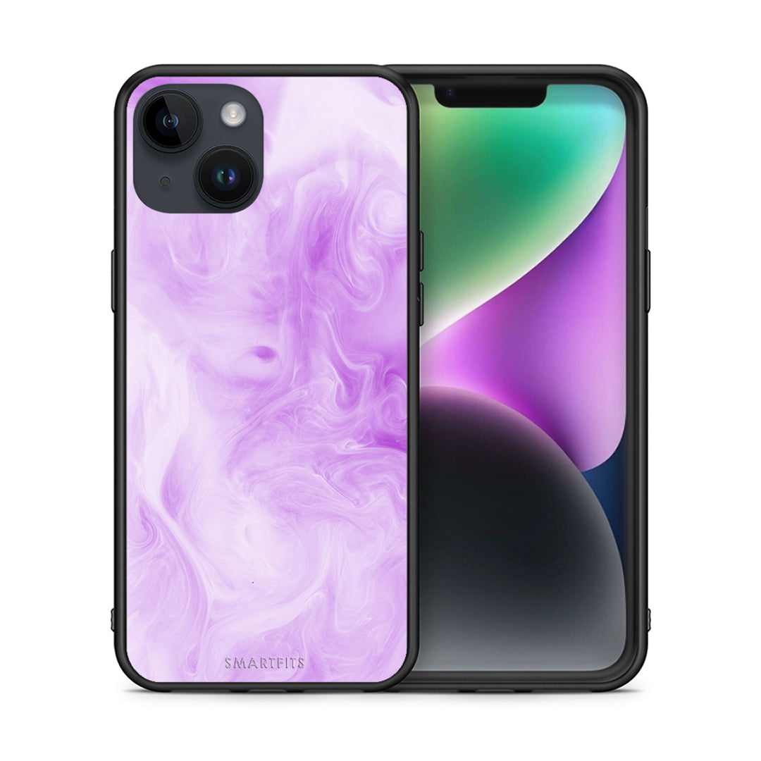 Θήκη iPhone 14 Lavender Watercolor από τη Smartfits με σχέδιο στο πίσω μέρος και μαύρο περίβλημα | iPhone 14 Lavender Watercolor case with colorful back and black bezels