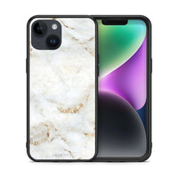 Thumbnail for Θήκη iPhone 14 White Gold Marble από τη Smartfits με σχέδιο στο πίσω μέρος και μαύρο περίβλημα | iPhone 14 White Gold Marble case with colorful back and black bezels
