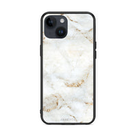 Thumbnail for iPhone 14 White Gold Marble θήκη από τη Smartfits με σχέδιο στο πίσω μέρος και μαύρο περίβλημα | Smartphone case with colorful back and black bezels by Smartfits