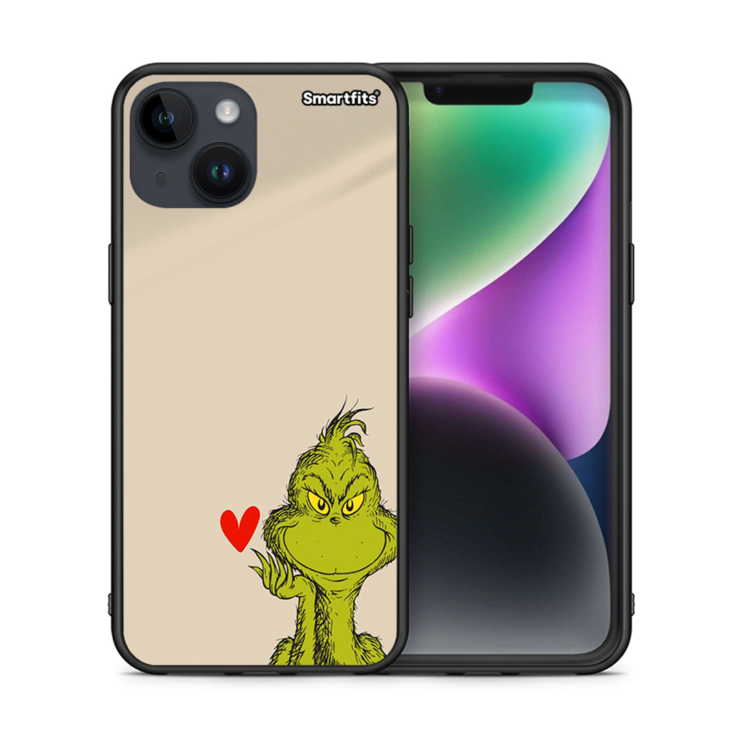 Θήκη iPhone 14 Xmas Grinch από τη Smartfits με σχέδιο στο πίσω μέρος και μαύρο περίβλημα | iPhone 14 Xmas Grinch case with colorful back and black bezels