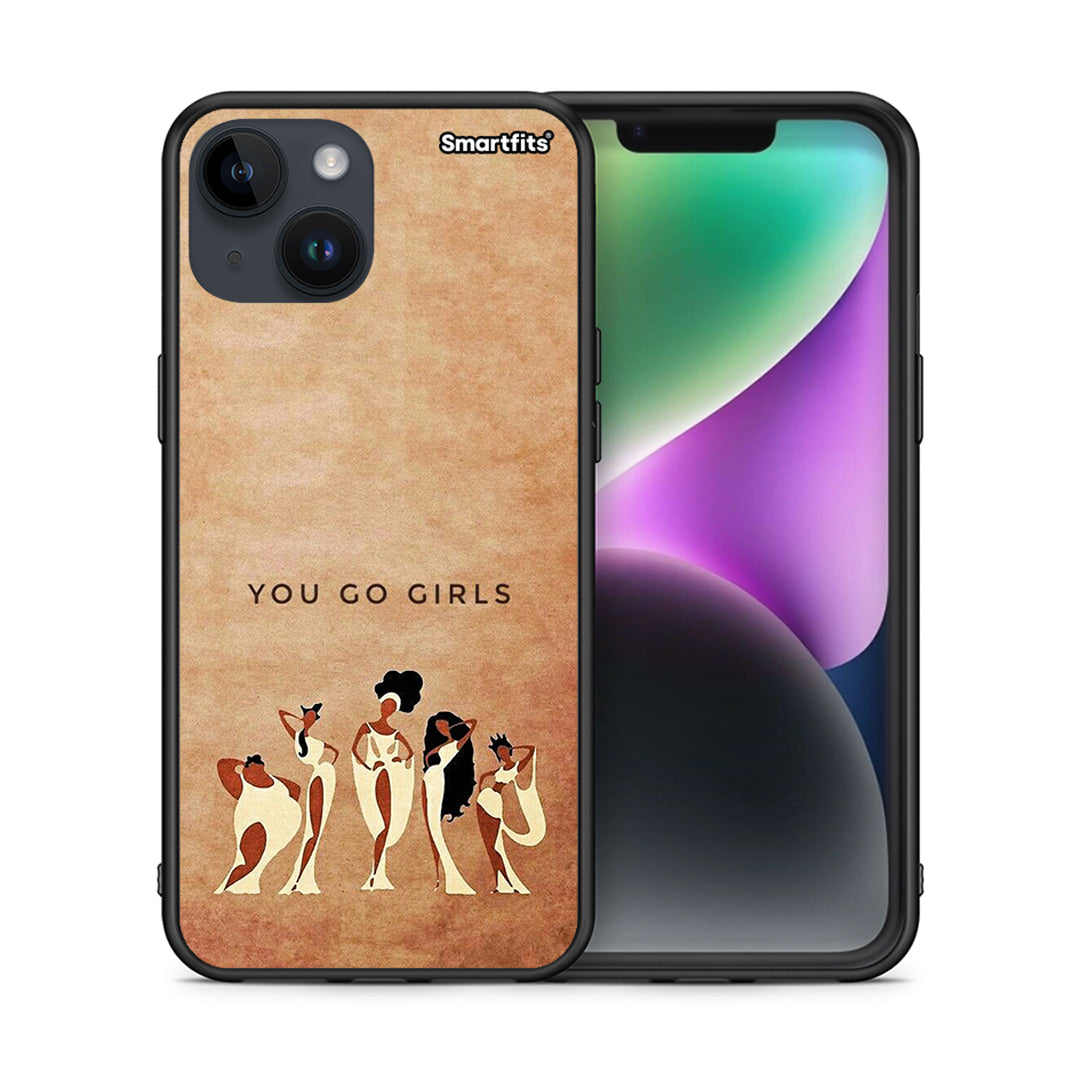 Θήκη iPhone 15 You Go Girl από τη Smartfits με σχέδιο στο πίσω μέρος και μαύρο περίβλημα | iPhone 15 You Go Girl case with colorful back and black bezels