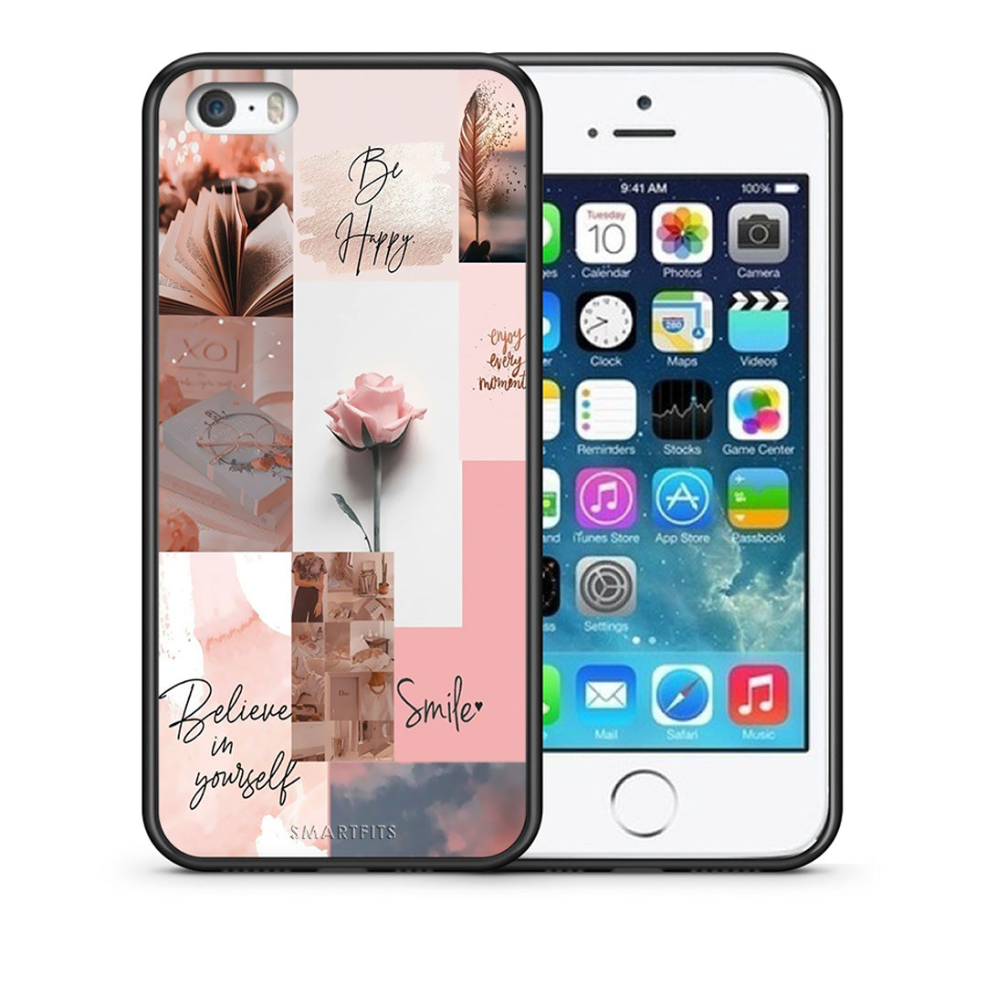 Θήκη iPhone 5/5s/SE Aesthetic Collage από τη Smartfits με σχέδιο στο πίσω μέρος και μαύρο περίβλημα | iPhone 5/5s/SE Aesthetic Collage case with colorful back and black bezels