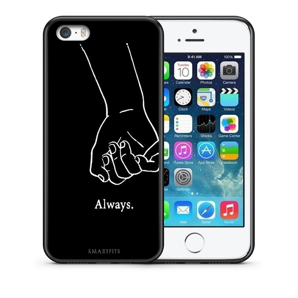 Θήκη Αγίου Βαλεντίνου iPhone 5 / 5s / SE Always & Forever 1 από τη Smartfits με σχέδιο στο πίσω μέρος και μαύρο περίβλημα | iPhone 5 / 5s / SE Always & Forever 1 case with colorful back and black bezels