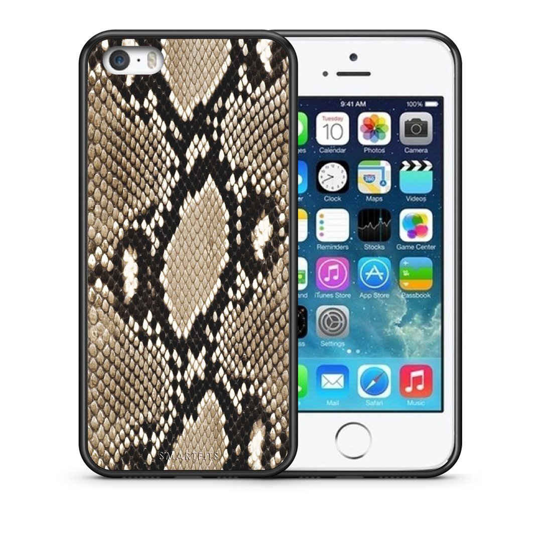 Θήκη iPhone 5/5s/SE Fashion Snake Animal από τη Smartfits με σχέδιο στο πίσω μέρος και μαύρο περίβλημα | iPhone 5/5s/SE Fashion Snake Animal case with colorful back and black bezels