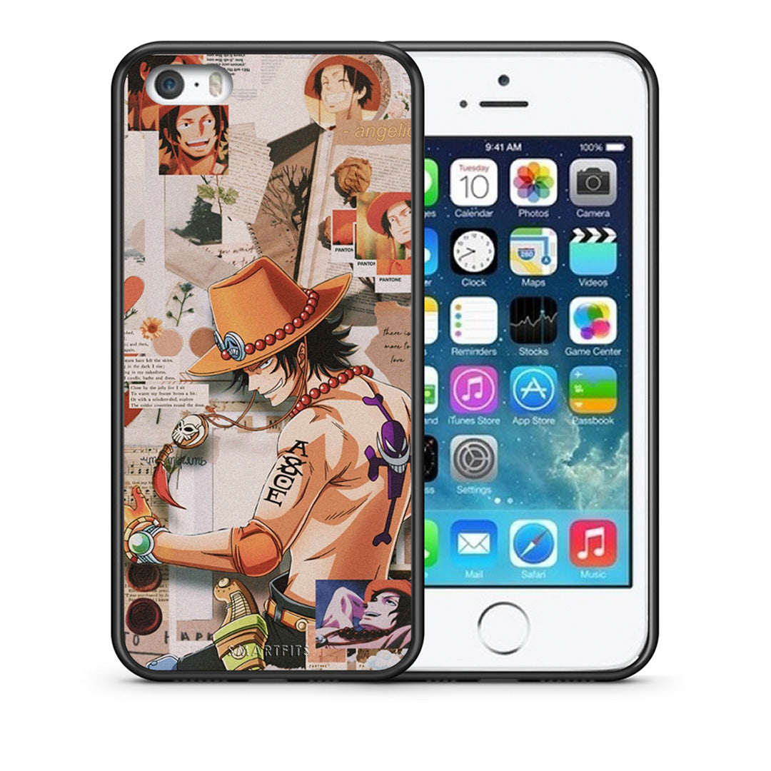 Θήκη iPhone 5/5s/SE Anime Collage από τη Smartfits με σχέδιο στο πίσω μέρος και μαύρο περίβλημα | iPhone 5/5s/SE Anime Collage case with colorful back and black bezels
