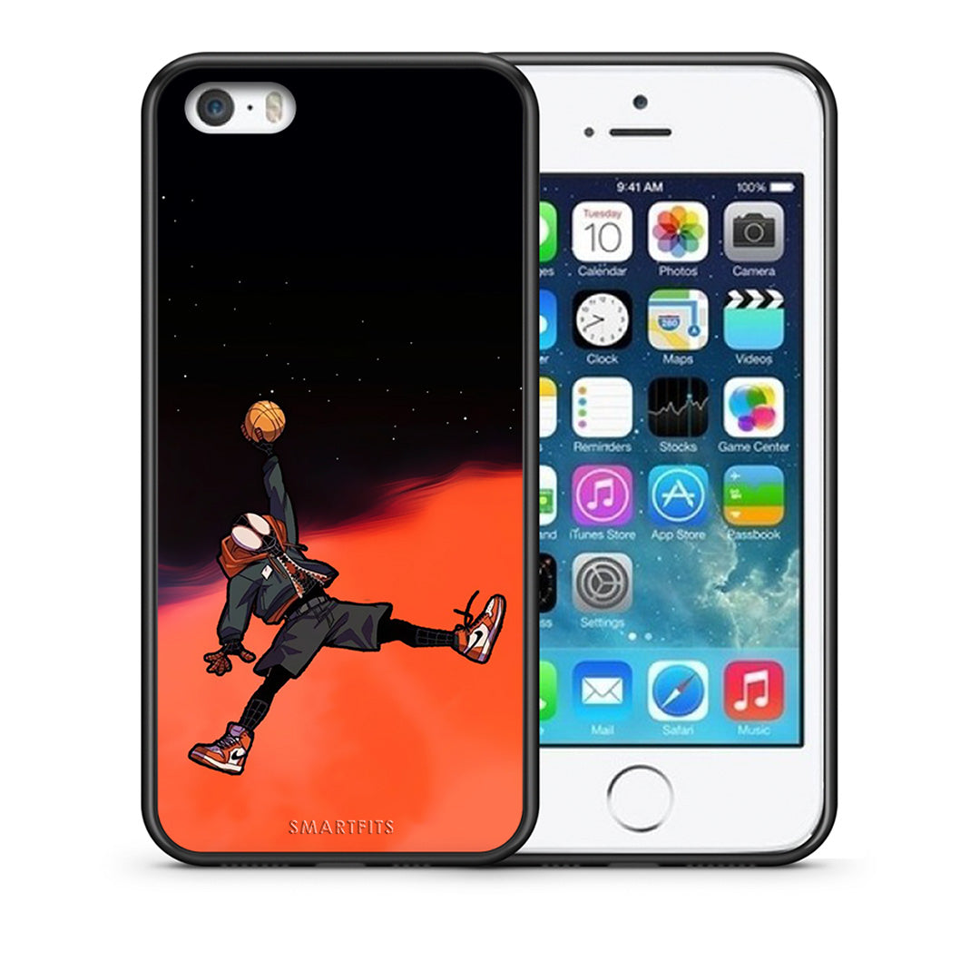 Θήκη iPhone 5/5s/SE Basketball Hero από τη Smartfits με σχέδιο στο πίσω μέρος και μαύρο περίβλημα | iPhone 5/5s/SE Basketball Hero case with colorful back and black bezels