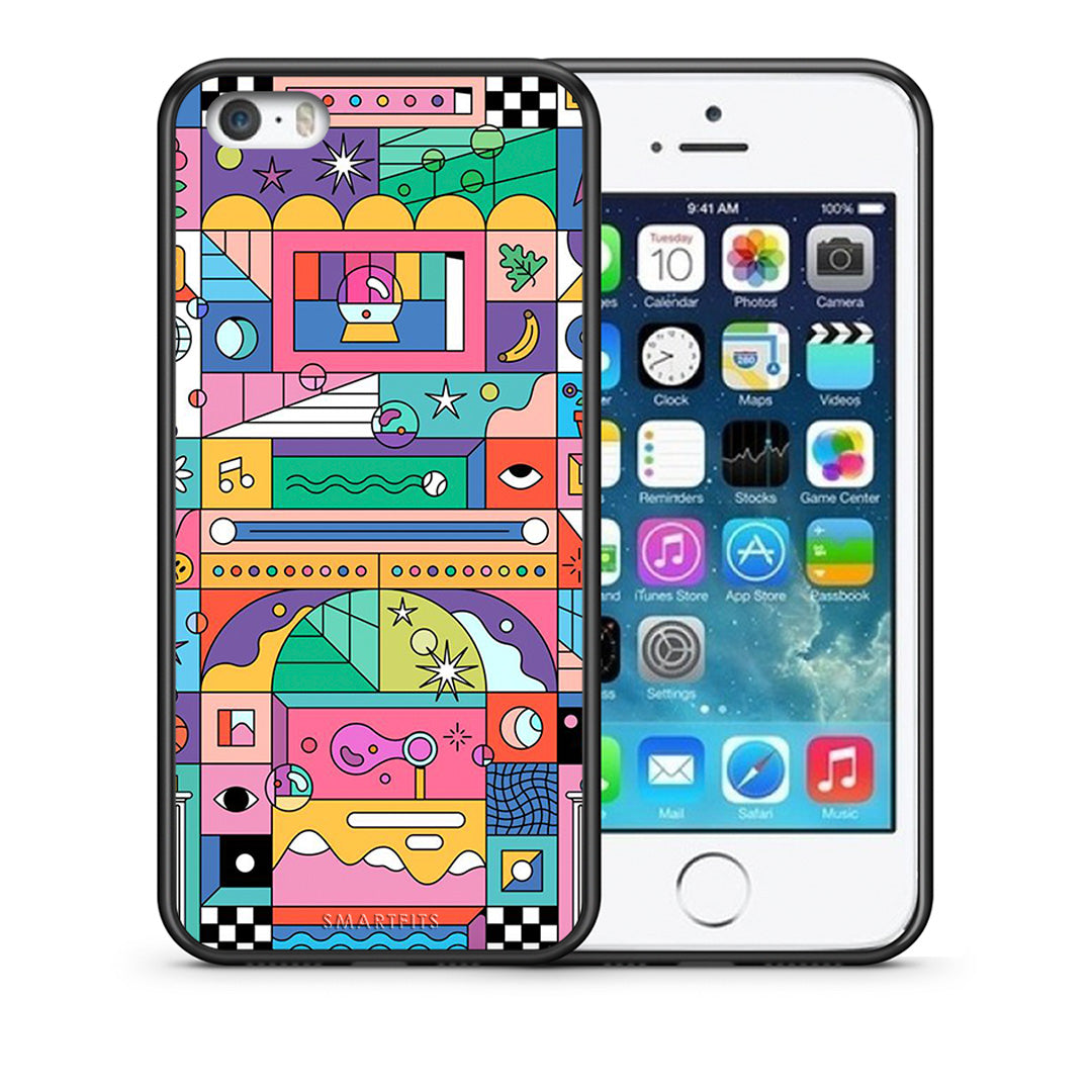 Θήκη iPhone 5/5s/SE Bubbles Soap από τη Smartfits με σχέδιο στο πίσω μέρος και μαύρο περίβλημα | iPhone 5/5s/SE Bubbles Soap case with colorful back and black bezels