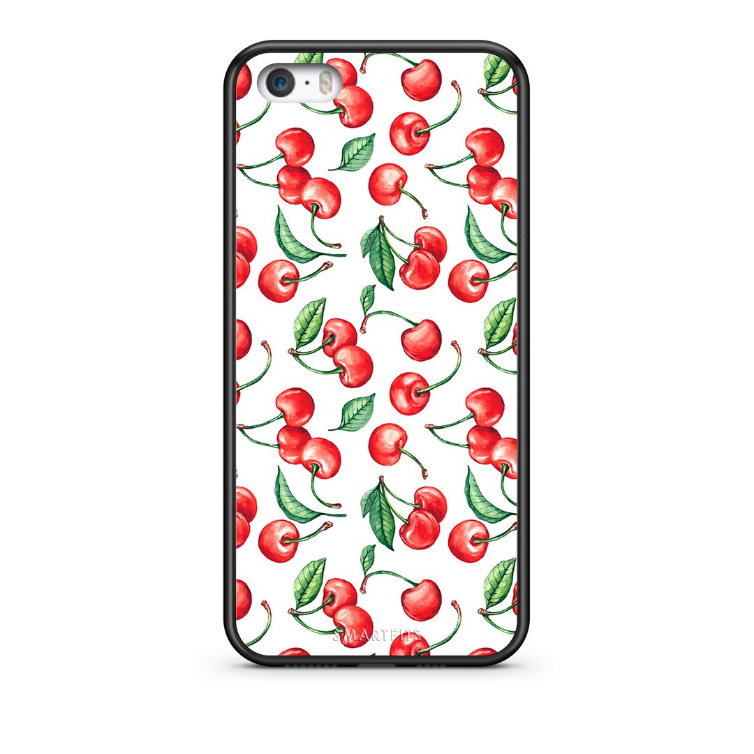iPhone 5/5s/SE Cherry Summer θήκη από τη Smartfits με σχέδιο στο πίσω μέρος και μαύρο περίβλημα | Smartphone case with colorful back and black bezels by Smartfits