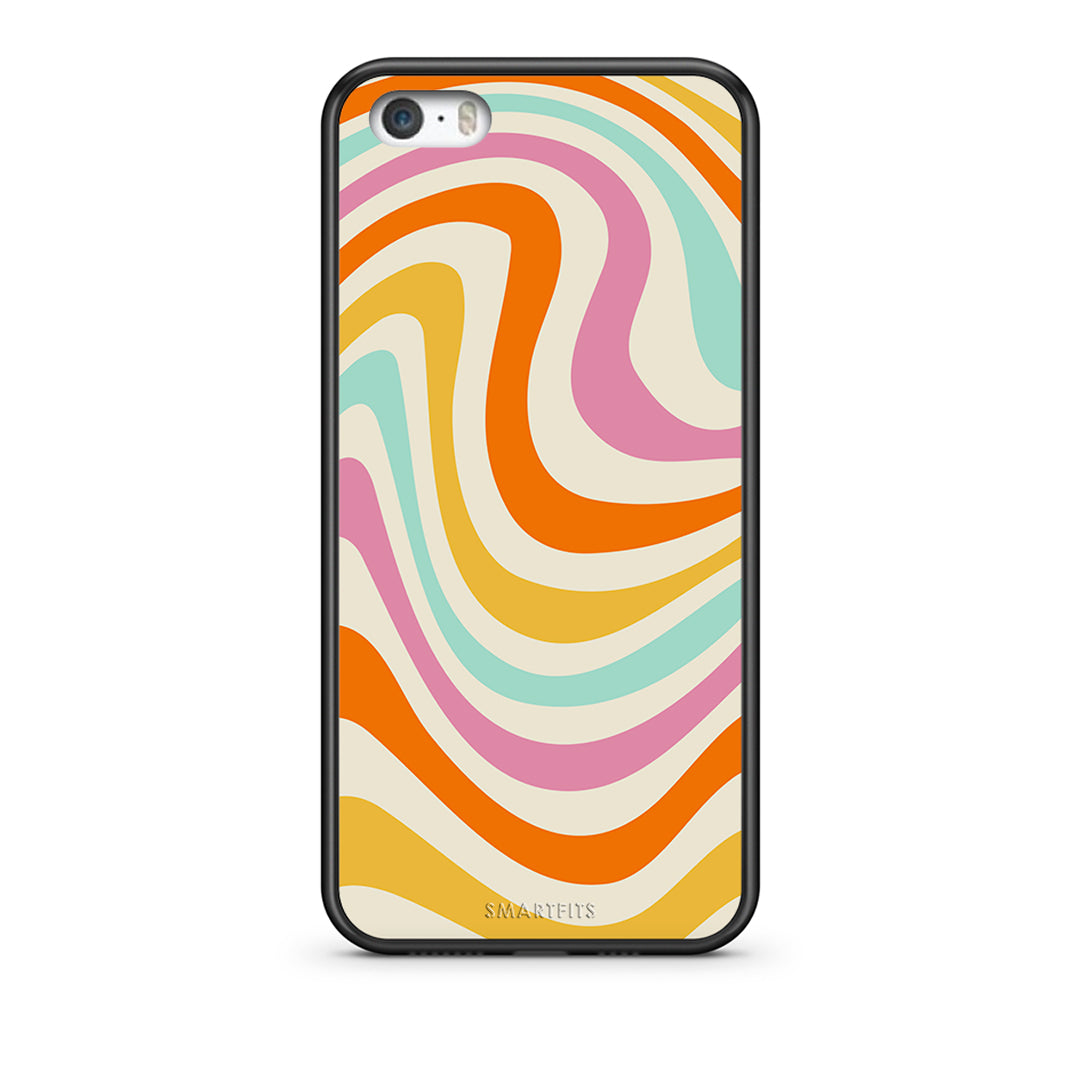 iPhone 5/5s/SE Colourful Waves θήκη από τη Smartfits με σχέδιο στο πίσω μέρος και μαύρο περίβλημα | Smartphone case with colorful back and black bezels by Smartfits