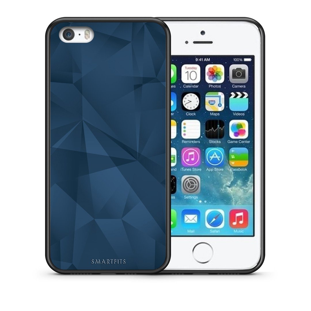 Θήκη iPhone 5/5s/SE Blue Abstract Geometric από τη Smartfits με σχέδιο στο πίσω μέρος και μαύρο περίβλημα | iPhone 5/5s/SE Blue Abstract Geometric case with colorful back and black bezels