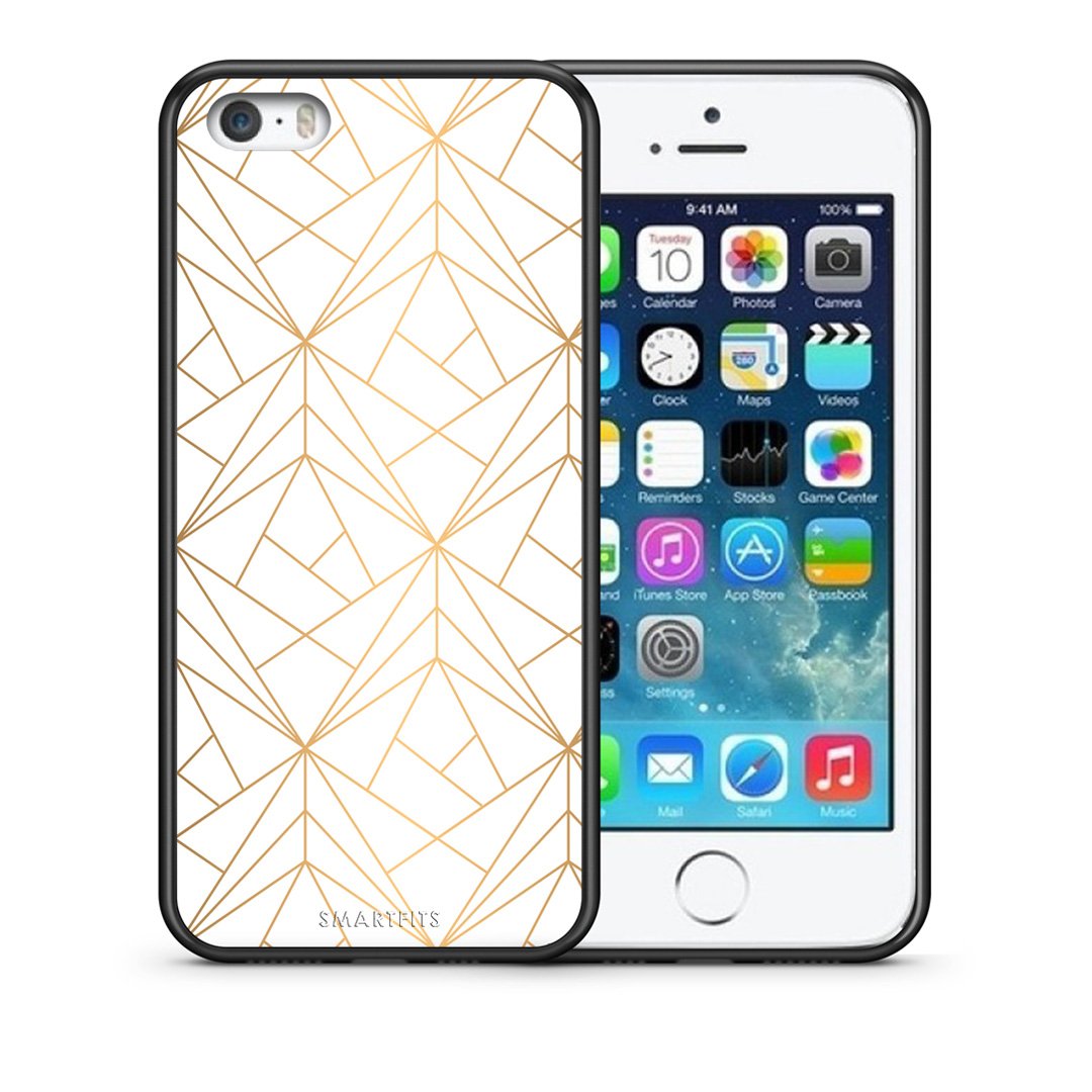 Θήκη iPhone 5/5s/SE Luxury White Geometric από τη Smartfits με σχέδιο στο πίσω μέρος και μαύρο περίβλημα | iPhone 5/5s/SE Luxury White Geometric case with colorful back and black bezels