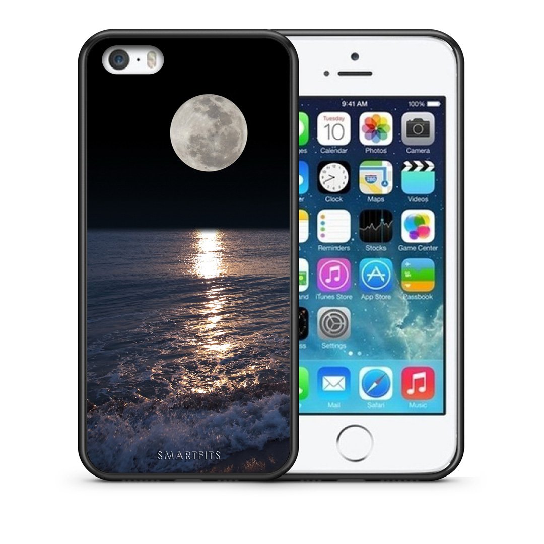 Θήκη iPhone 5/5s/SE Moon Landscape από τη Smartfits με σχέδιο στο πίσω μέρος και μαύρο περίβλημα | iPhone 5/5s/SE Moon Landscape case with colorful back and black bezels