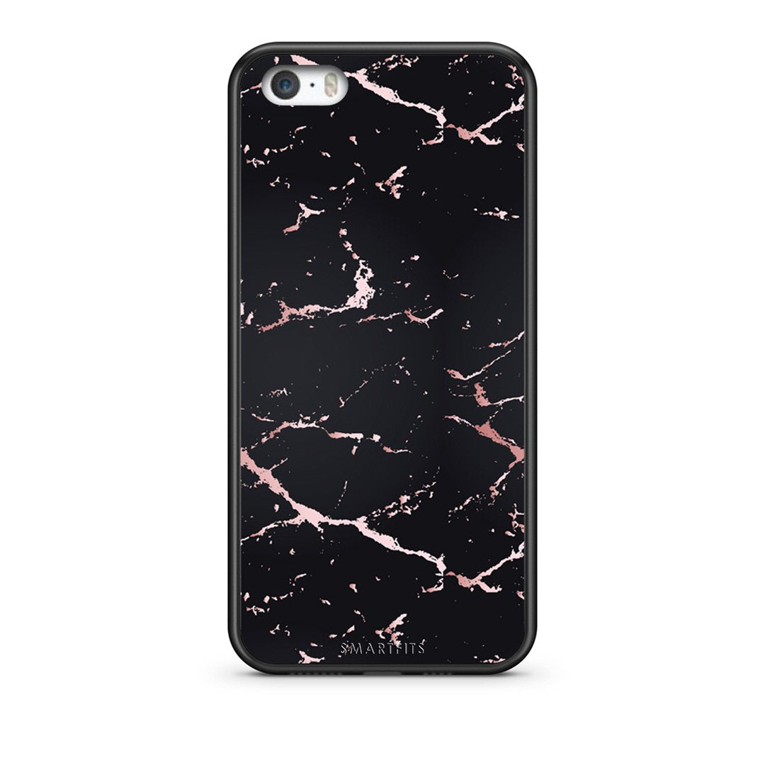 4 - iPhone 5/5s/SE Black Rosegold Marble case, cover, bumper