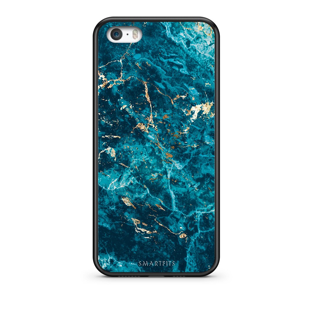 iPhone 5/5s/SE Marble Blue θήκη από τη Smartfits με σχέδιο στο πίσω μέρος και μαύρο περίβλημα | Smartphone case with colorful back and black bezels by Smartfits