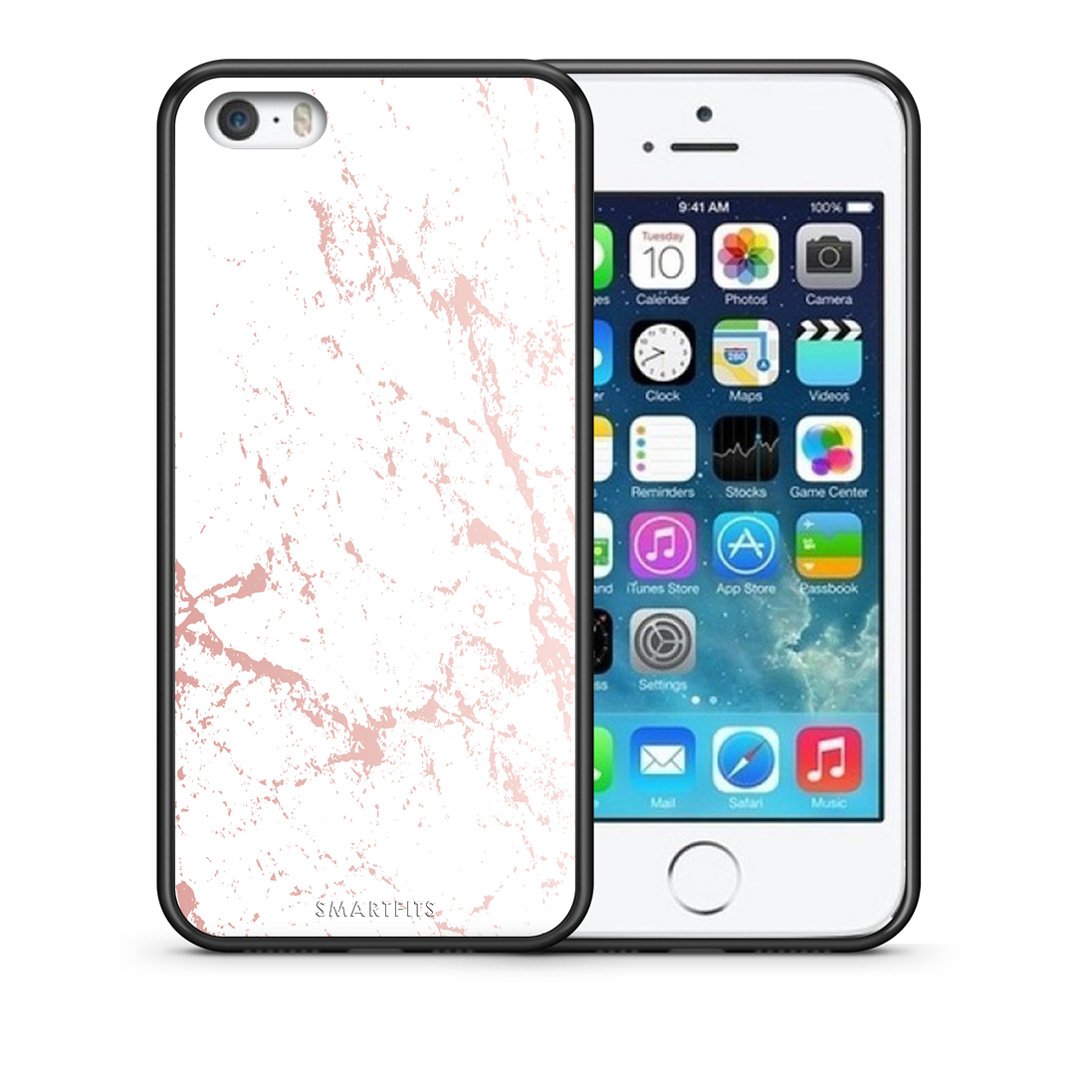 Θήκη iPhone 5/5s/SE Pink Splash Marble από τη Smartfits με σχέδιο στο πίσω μέρος και μαύρο περίβλημα | iPhone 5/5s/SE Pink Splash Marble case with colorful back and black bezels