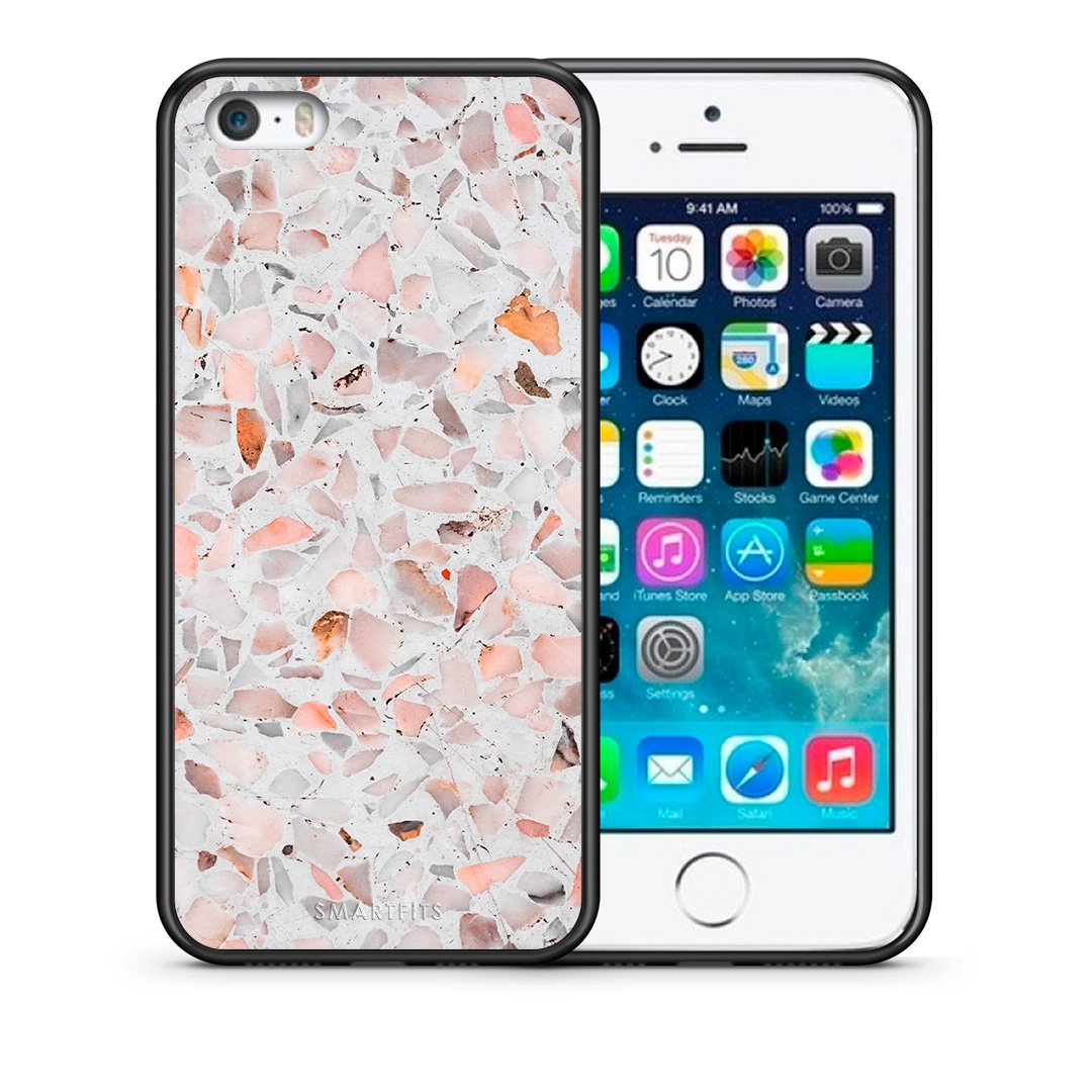 Θήκη iPhone 5/5s/SE Marble Terrazzo από τη Smartfits με σχέδιο στο πίσω μέρος και μαύρο περίβλημα | iPhone 5/5s/SE Marble Terrazzo case with colorful back and black bezels