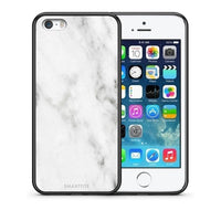 Thumbnail for Θήκη iPhone 5/5s/SE White Marble από τη Smartfits με σχέδιο στο πίσω μέρος και μαύρο περίβλημα | iPhone 5/5s/SE White Marble case with colorful back and black bezels