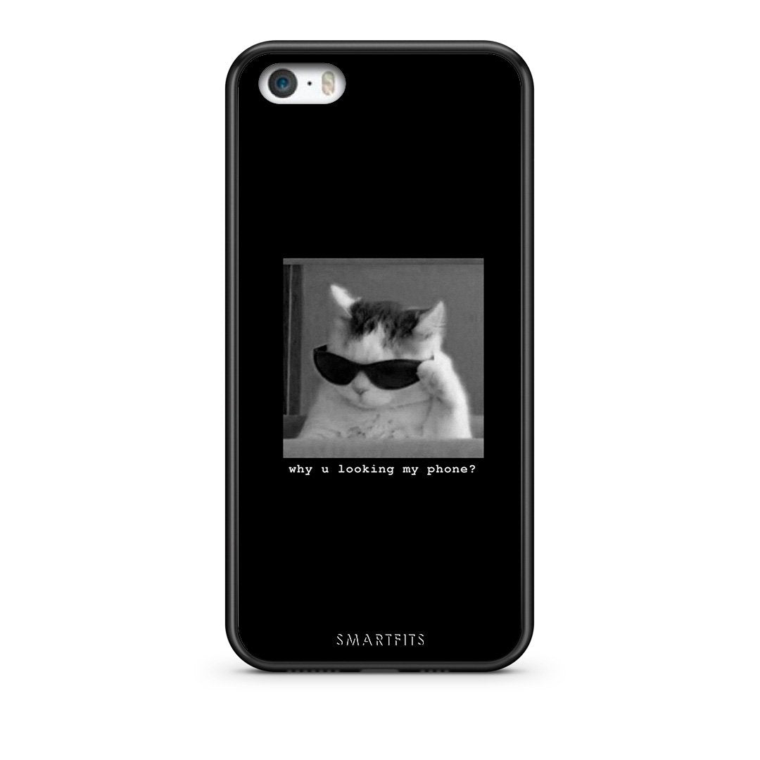 iPhone 5/5s/SE Meme Cat θήκη από τη Smartfits με σχέδιο στο πίσω μέρος και μαύρο περίβλημα | Smartphone case with colorful back and black bezels by Smartfits
