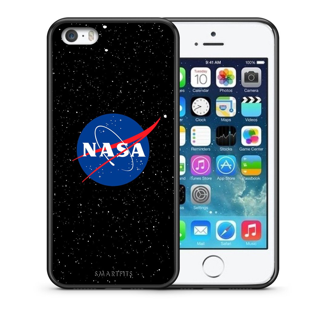 Θήκη iPhone 5/5s/SE NASA PopArt από τη Smartfits με σχέδιο στο πίσω μέρος και μαύρο περίβλημα | iPhone 5/5s/SE NASA PopArt case with colorful back and black bezels