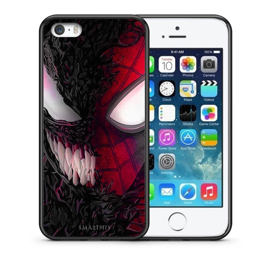 Θήκη iPhone 5/5s/SE SpiderVenom PopArt από τη Smartfits με σχέδιο στο πίσω μέρος και μαύρο περίβλημα | iPhone 5/5s/SE SpiderVenom PopArt case with colorful back and black bezels