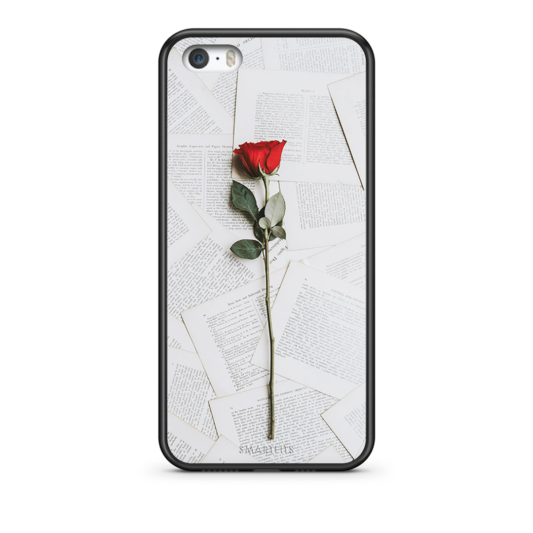 iPhone 5/5s/SE Red Rose θήκη από τη Smartfits με σχέδιο στο πίσω μέρος και μαύρο περίβλημα | Smartphone case with colorful back and black bezels by Smartfits