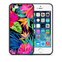 Thumbnail for Θήκη iPhone 5/5s/SE Tropical Flowers από τη Smartfits με σχέδιο στο πίσω μέρος και μαύρο περίβλημα | iPhone 5/5s/SE Tropical Flowers case with colorful back and black bezels