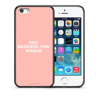 Thumbnail for Θήκη Αγίου Βαλεντίνου iPhone 5 / 5s / SE You Deserve The World από τη Smartfits με σχέδιο στο πίσω μέρος και μαύρο περίβλημα | iPhone 5 / 5s / SE You Deserve The World case with colorful back and black bezels
