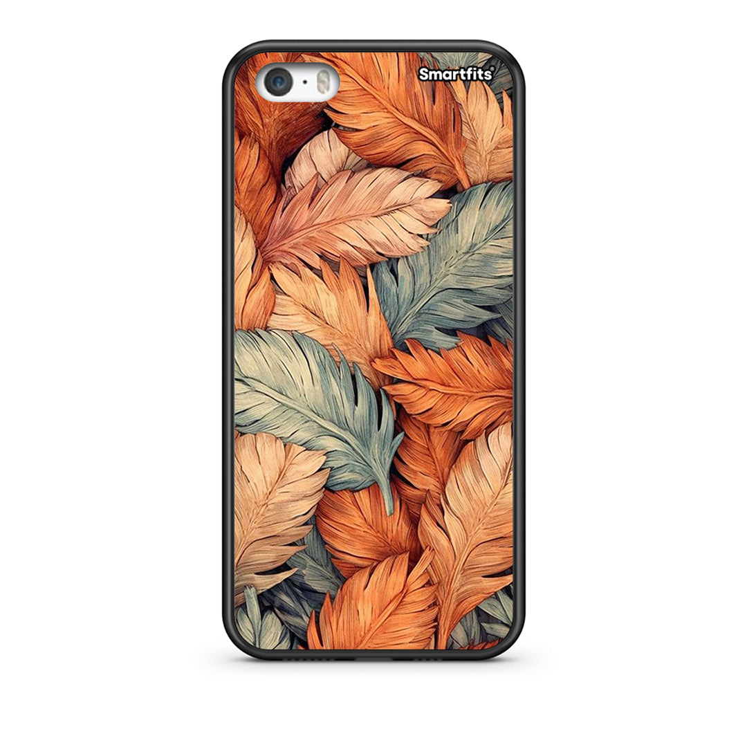 iPhone 5 / 5s / SE Autumn Leaves Θήκη από τη Smartfits με σχέδιο στο πίσω μέρος και μαύρο περίβλημα | Smartphone case with colorful back and black bezels by Smartfits