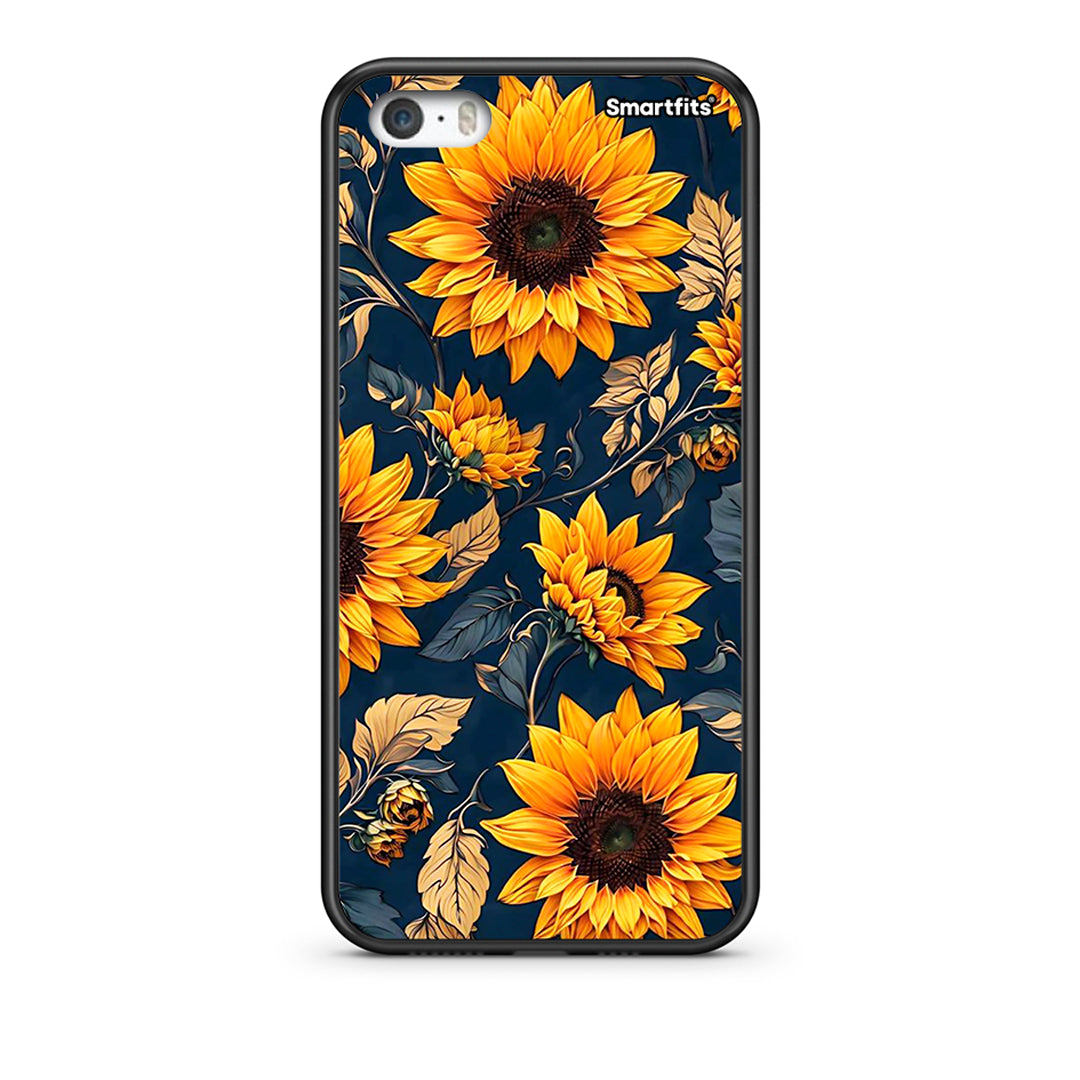 iPhone 5 / 5s / SE Autumn Sunflowers Θήκη από τη Smartfits με σχέδιο στο πίσω μέρος και μαύρο περίβλημα | Smartphone case with colorful back and black bezels by Smartfits