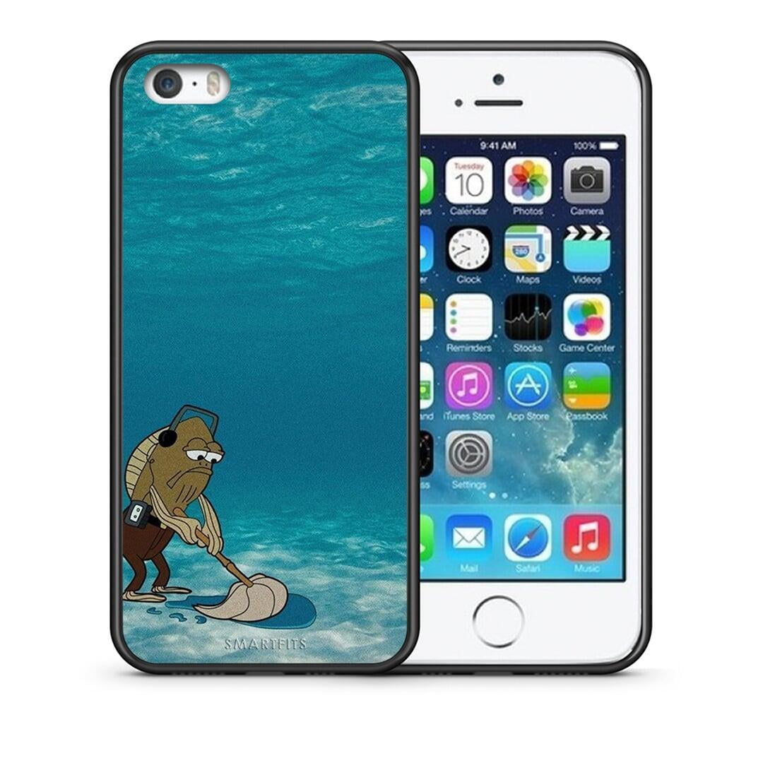 Θήκη iPhone 5 / 5s / SE Clean The Ocean από τη Smartfits με σχέδιο στο πίσω μέρος και μαύρο περίβλημα | iPhone 5 / 5s / SE Clean The Ocean case with colorful back and black bezels