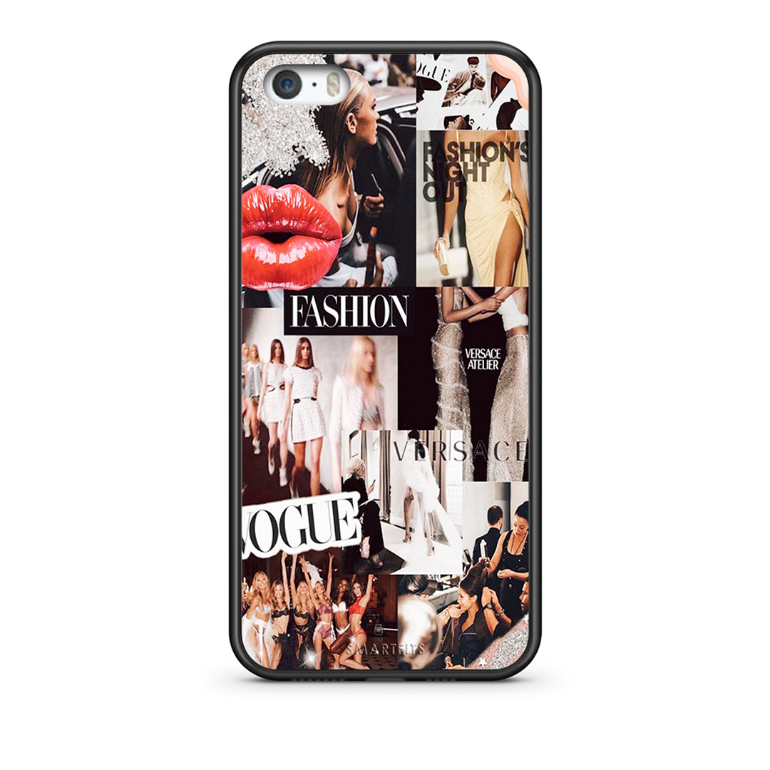 iPhone 5 / 5s / SE Collage Fashion Θήκη Αγίου Βαλεντίνου από τη Smartfits με σχέδιο στο πίσω μέρος και μαύρο περίβλημα | Smartphone case with colorful back and black bezels by Smartfits