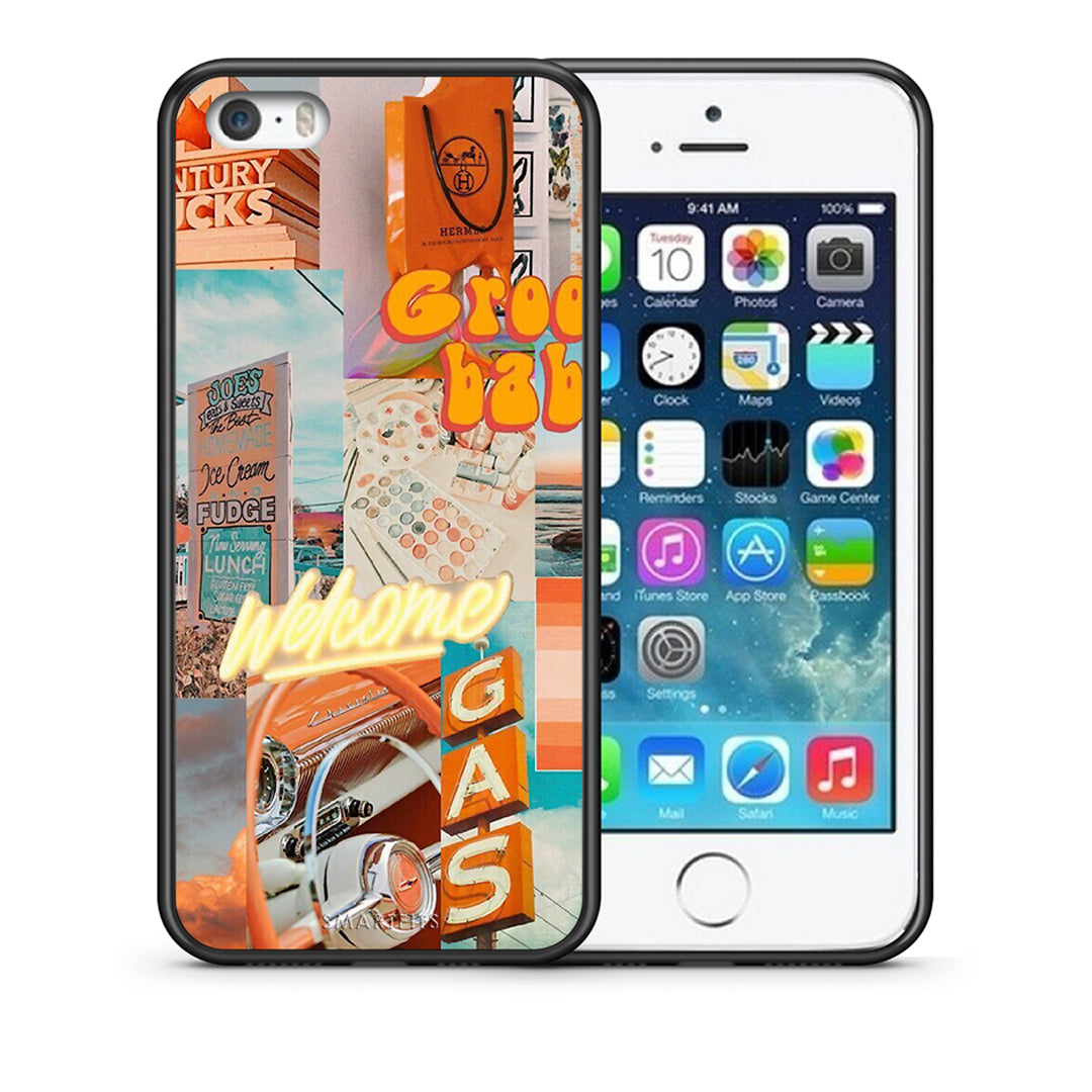 Θήκη Αγίου Βαλεντίνου iPhone 5 / 5s / SE Groovy Babe από τη Smartfits με σχέδιο στο πίσω μέρος και μαύρο περίβλημα | iPhone 5 / 5s / SE Groovy Babe case with colorful back and black bezels