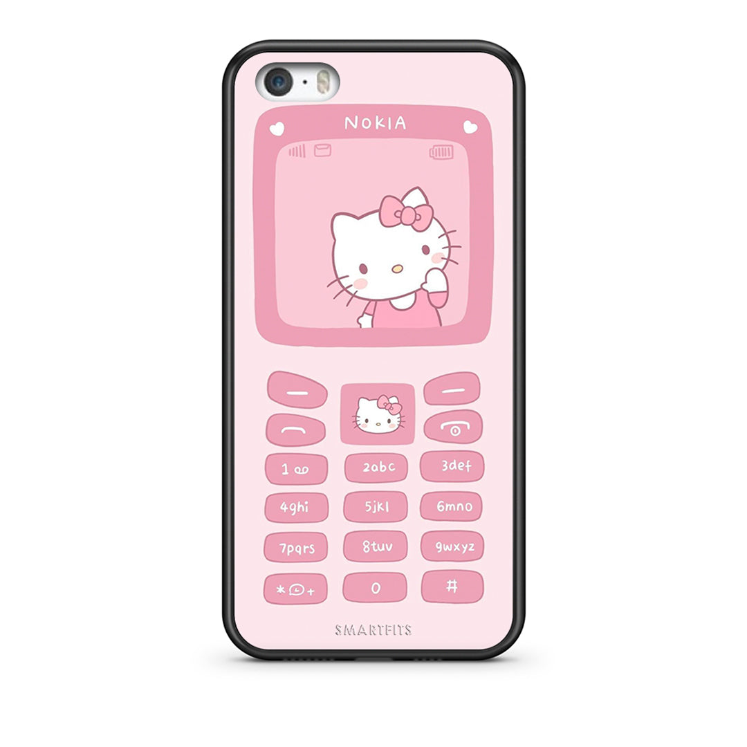 iPhone 5 / 5s / SE Hello Kitten Θήκη Αγίου Βαλεντίνου από τη Smartfits με σχέδιο στο πίσω μέρος και μαύρο περίβλημα | Smartphone case with colorful back and black bezels by Smartfits