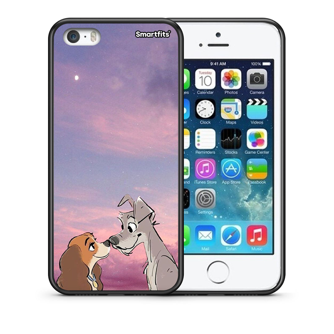 Θήκη iPhone 5/5s/SE Lady And Tramp από τη Smartfits με σχέδιο στο πίσω μέρος και μαύρο περίβλημα | iPhone 5/5s/SE Lady And Tramp case with colorful back and black bezels