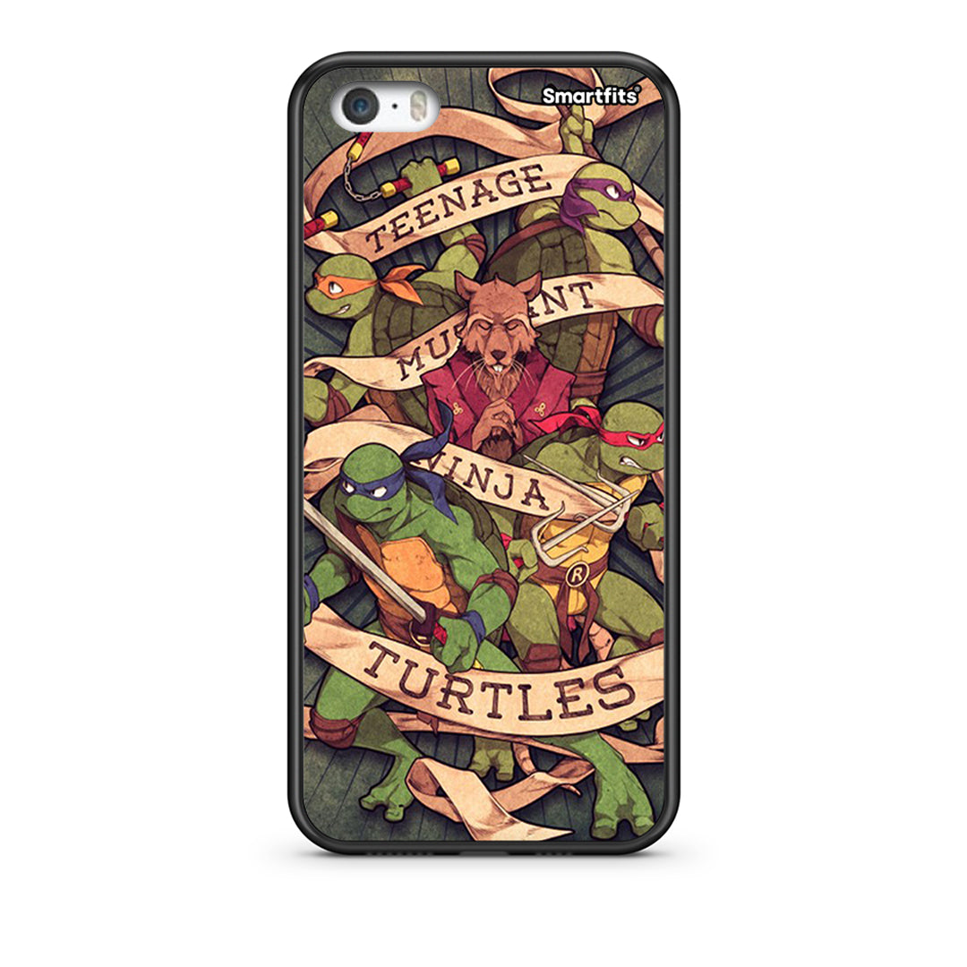 iPhone 5/5s/SE Ninja Turtles θήκη από τη Smartfits με σχέδιο στο πίσω μέρος και μαύρο περίβλημα | Smartphone case with colorful back and black bezels by Smartfits