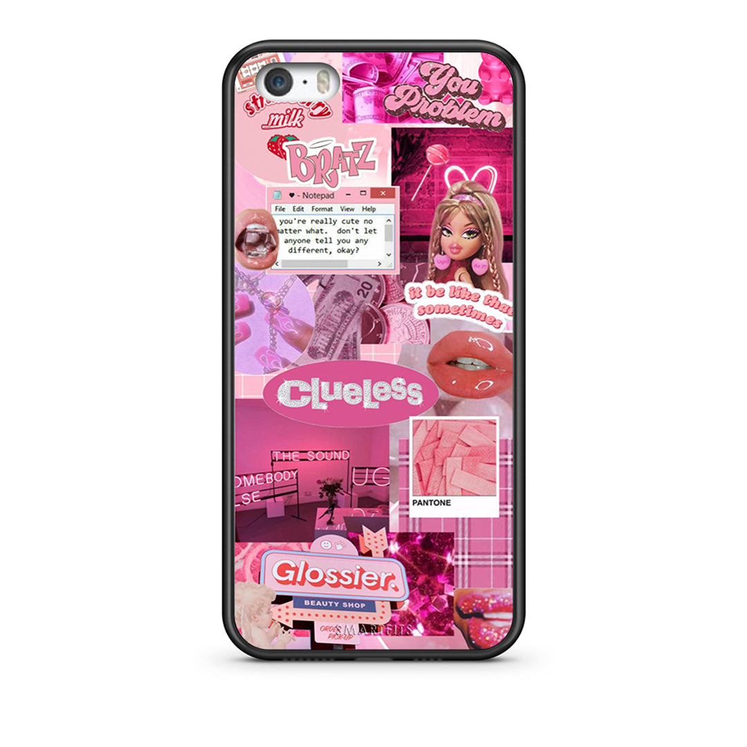 iPhone 5 / 5s / SE Pink Love Θήκη Αγίου Βαλεντίνου από τη Smartfits με σχέδιο στο πίσω μέρος και μαύρο περίβλημα | Smartphone case with colorful back and black bezels by Smartfits
